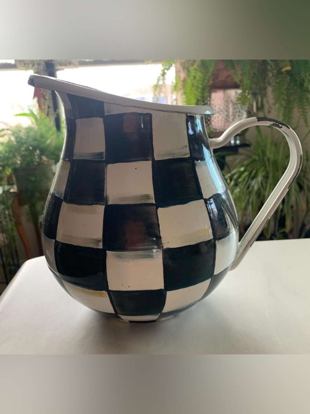 MacKenzie-Childs Courtly Check Enamel Pitcher